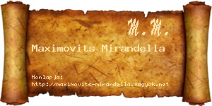 Maximovits Mirandella névjegykártya
